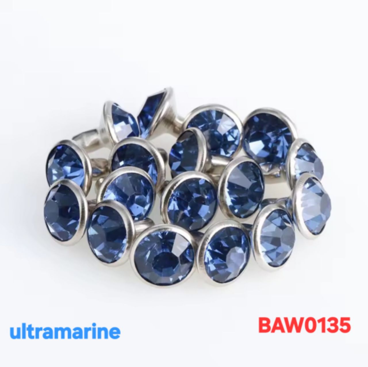 Rivet acrylic rhinestone 8mm warna ultramarine