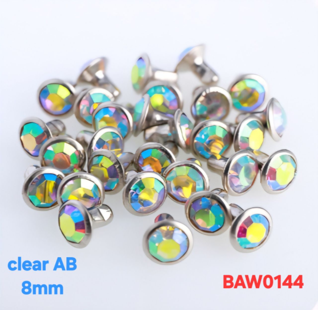 Rivet acrylic rhinestone 8mm clear AB