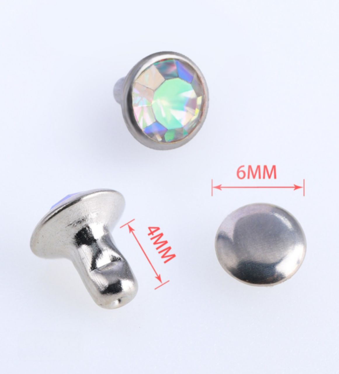 Rivet acrylic rhinestone 8mm clear AB