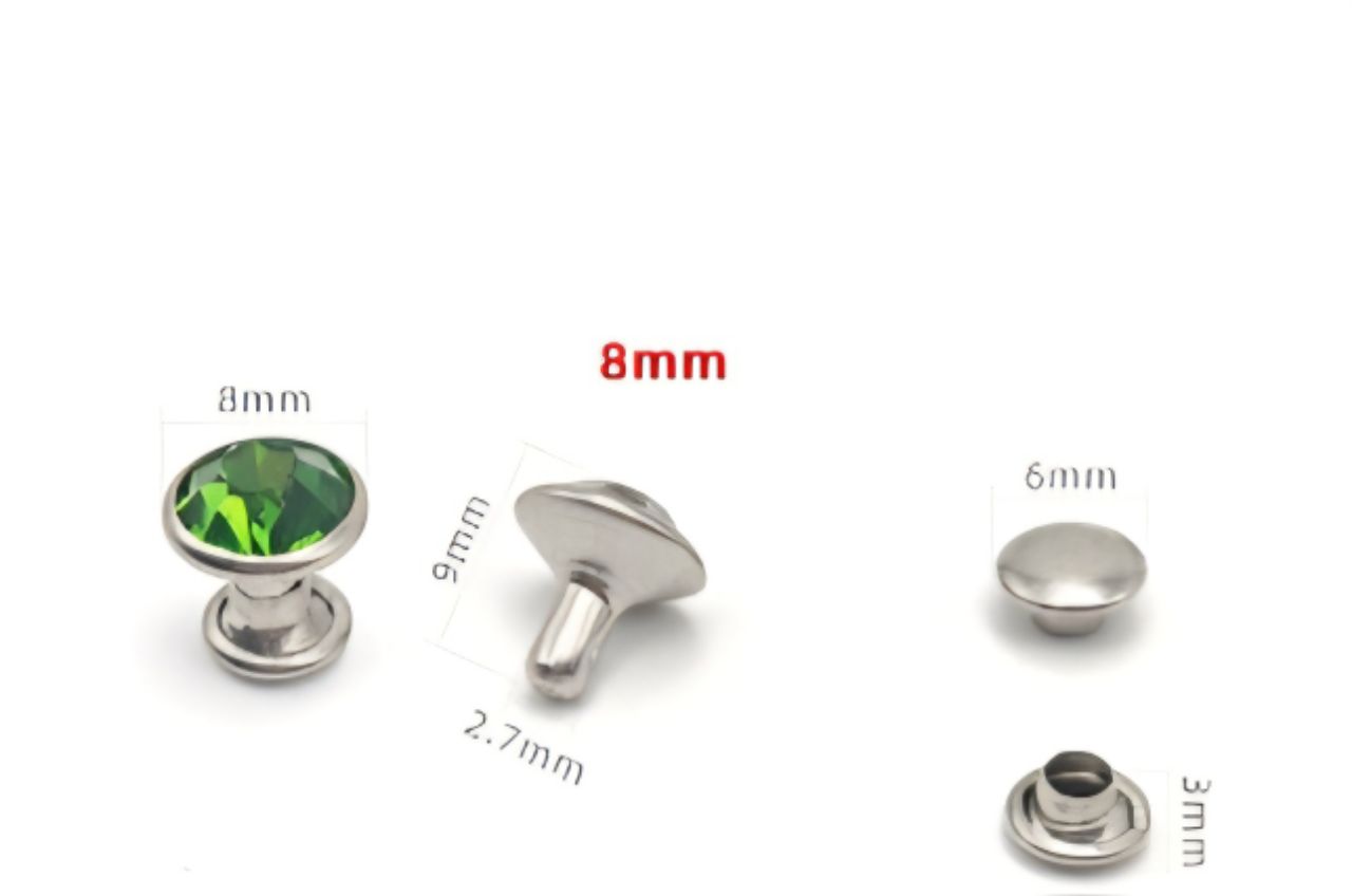 Rivet acrylic rhinestone 8mm warna green peridot